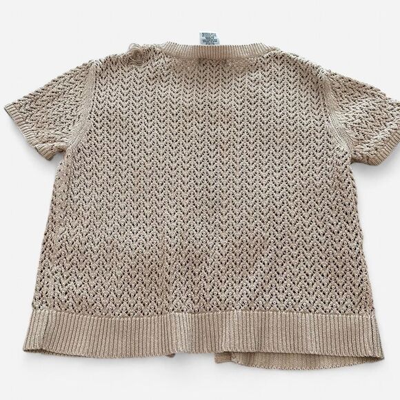 Vintage Zig Zag Knit Sweater Top | Short Sleeve Textured Button Front | Size M - Picture 3 of 6